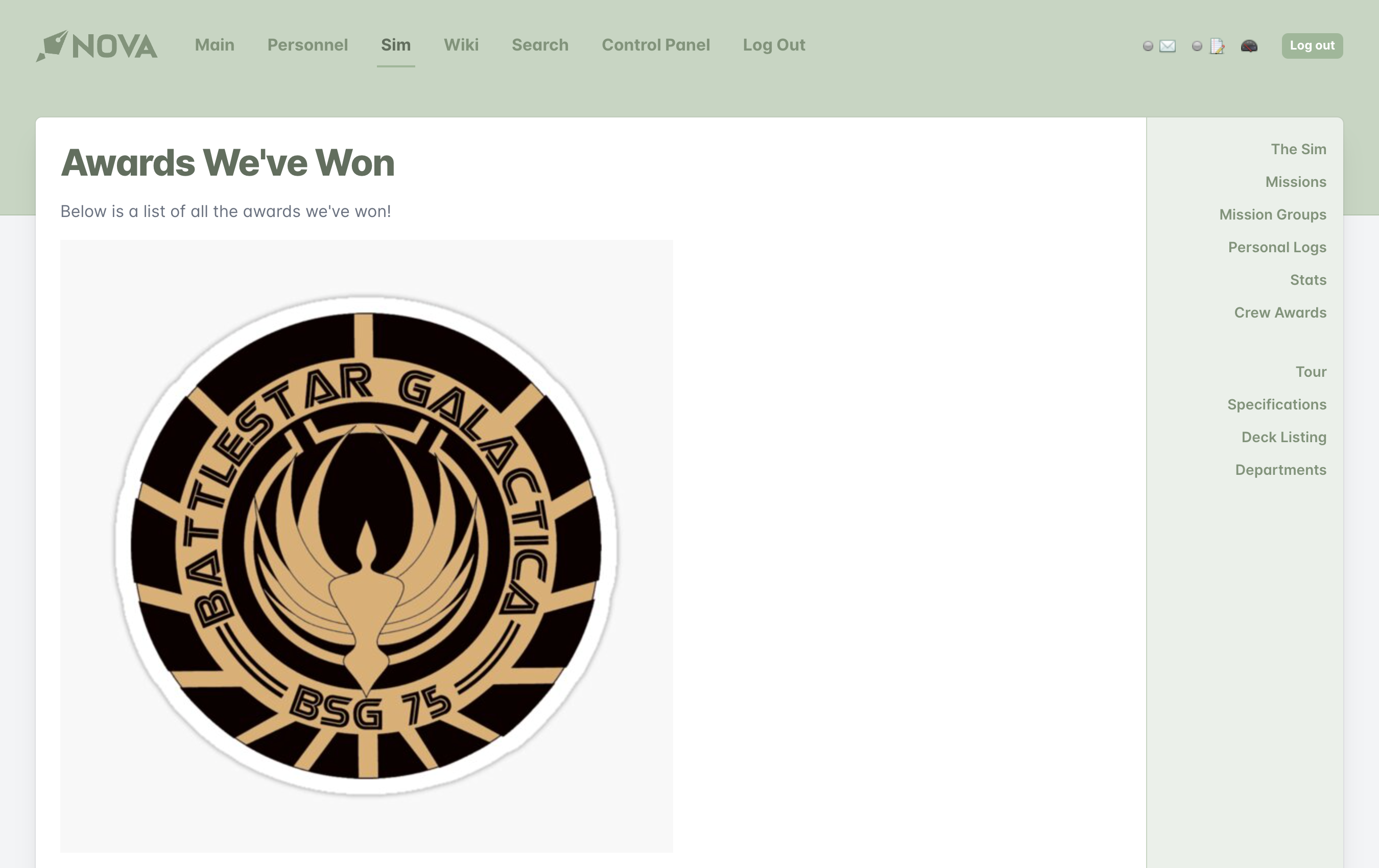 sim all awards page